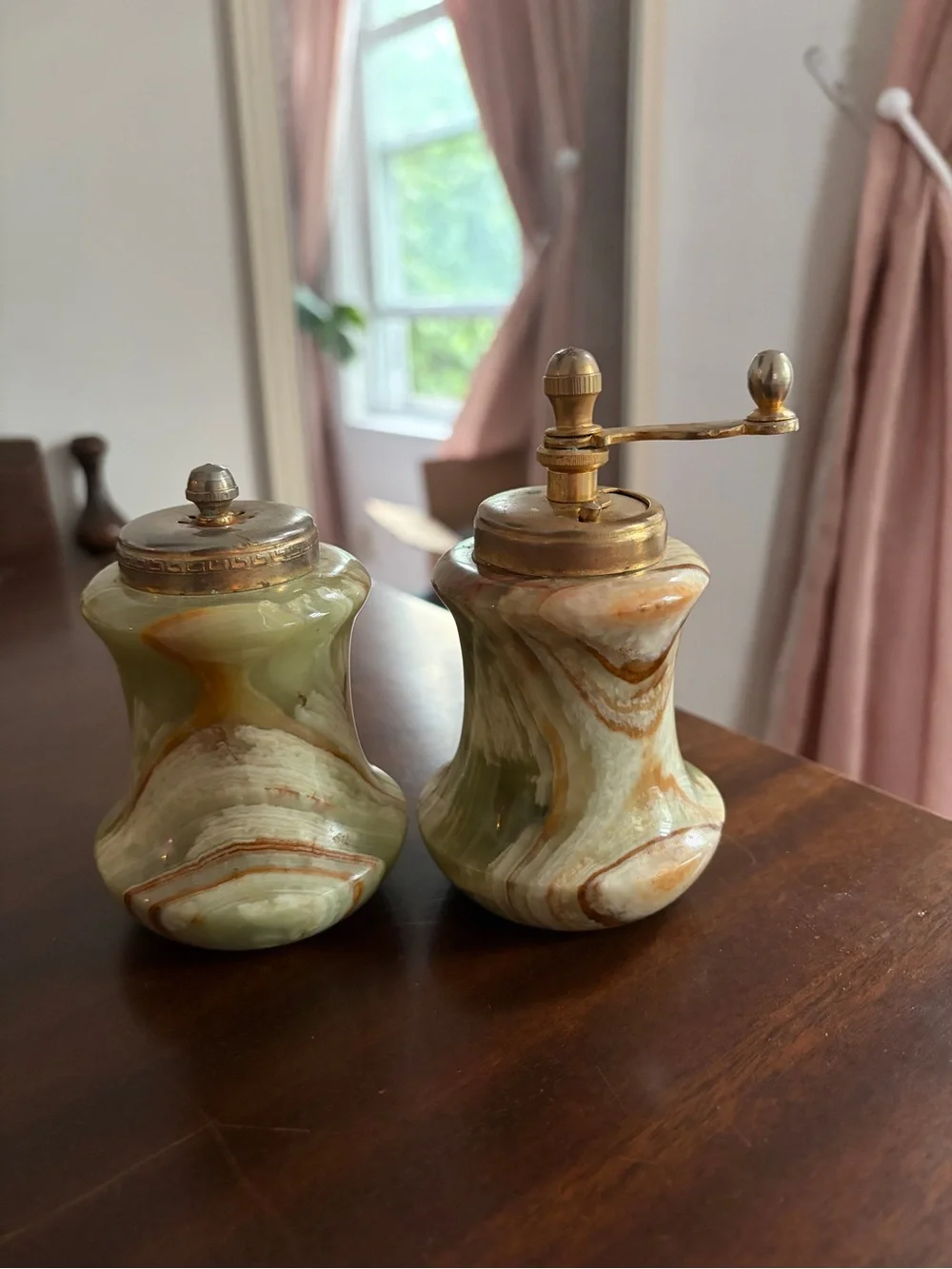 Marbled Green Onyx Salt and Pepper Set